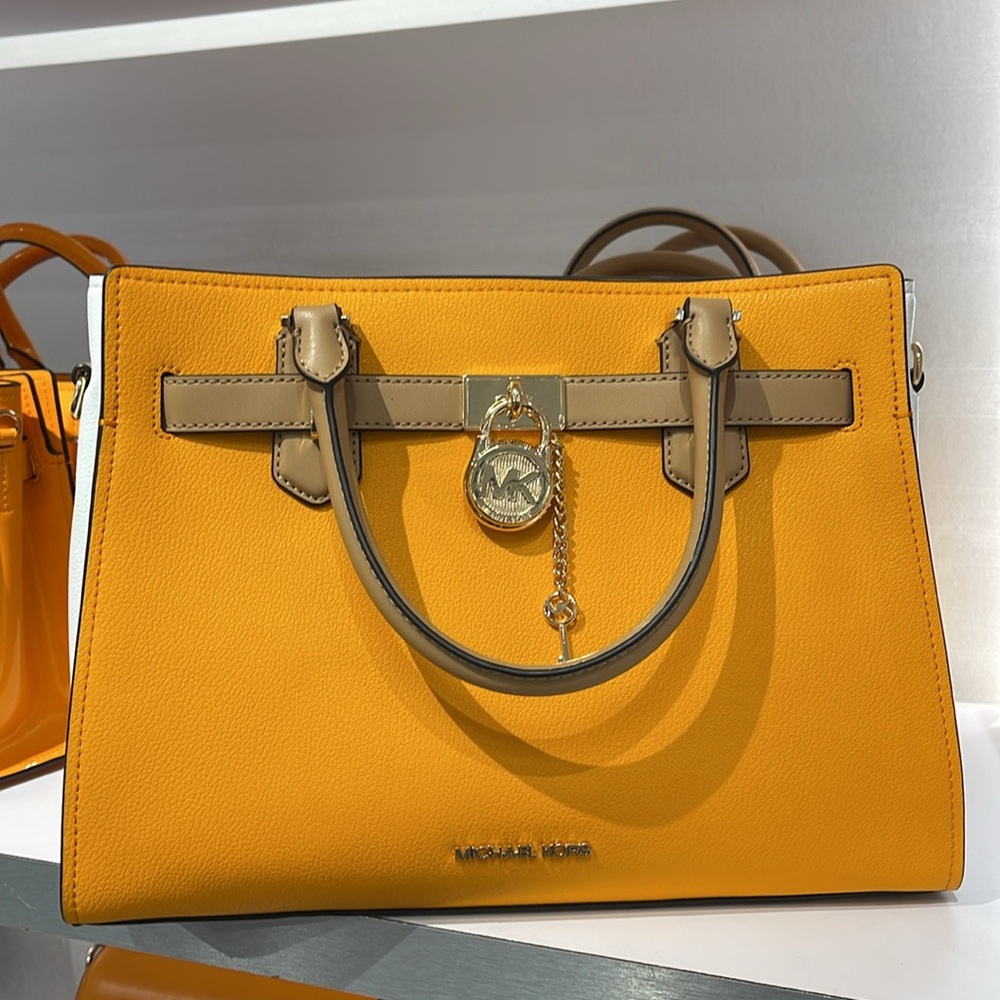 MICHAEL KORS Hamilton Medium Color-Block Leather Satchel
POP ORANGE MULTI
NWT - Picture 4 of 16